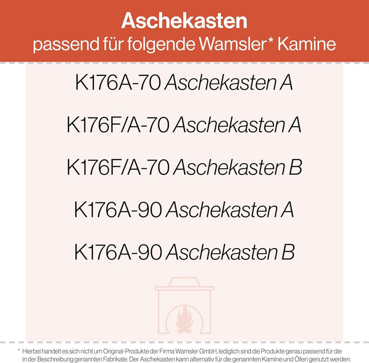 Aschekasten - Passend für Wamsler Kaminöfen inkl. Modellübersicht - Aschkasten aus verzinktem Stahlb