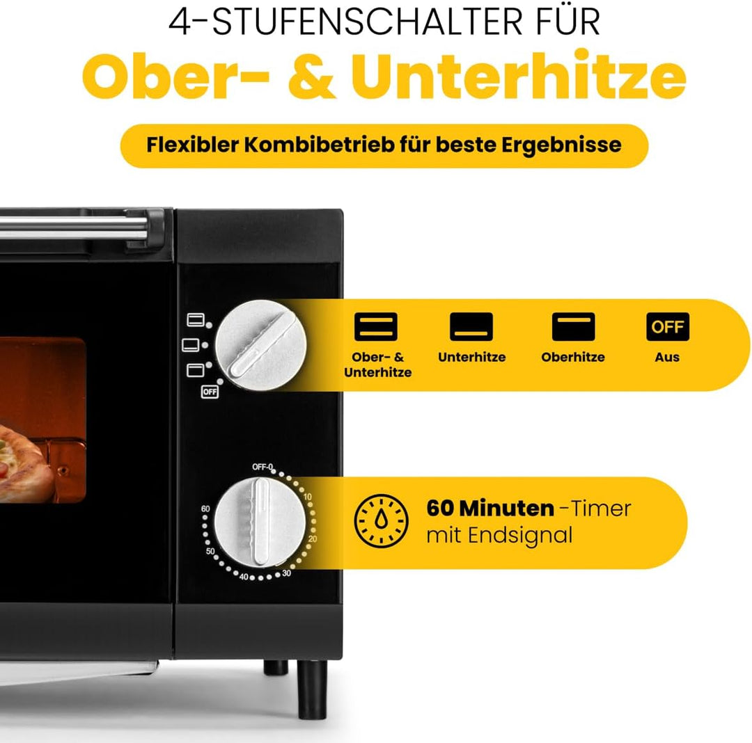 Clatronic Multi-Pizza-Ofen MPO 3520, Ober- und Unterhitze im Kombibetrieb möglich, 12 Liter Backraum