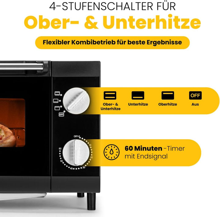 Clatronic Multi-Pizza-Ofen MPO 3520, Ober- und Unterhitze im Kombibetrieb möglich, 12 Liter Backraum