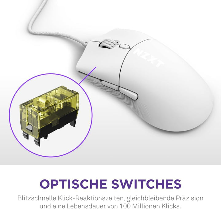 NZXT Lift 2 Symm | Leichte symmetrische kabelgebundene Gaming-Maus | Leichte 58-g-Konstruktion | 8K-
