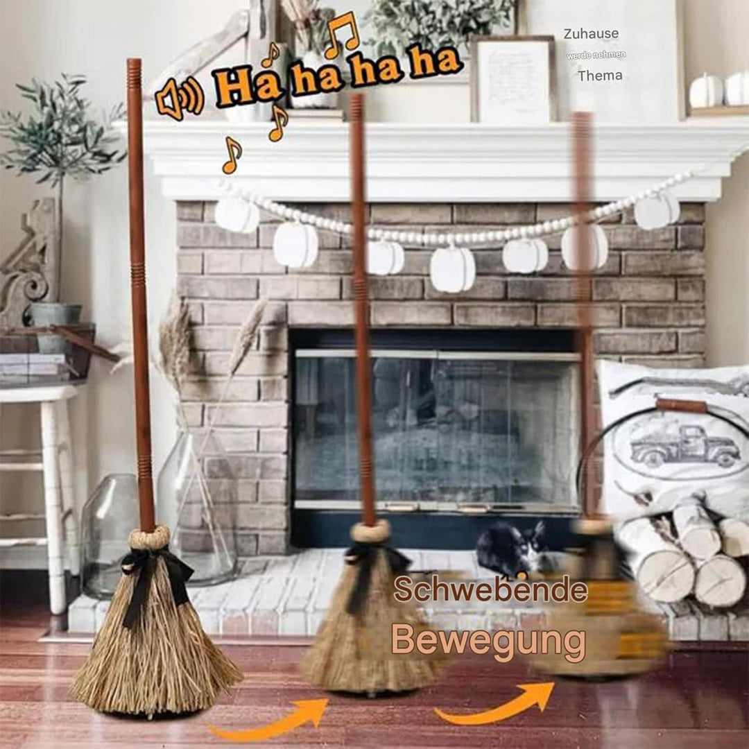 Tanzender Schwebender Hexenbesen Halloween Deko, Beweglicher Hexenbesen
