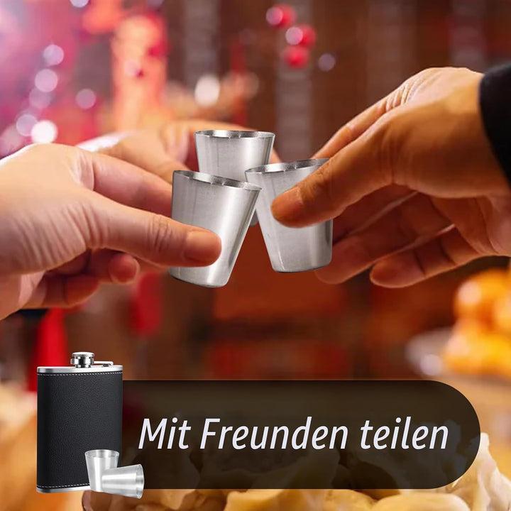 DALAETUS 2 Stück 8oz Edelstahl Flachmann Set mit 2 Trichter &amp; 4 Weinglas &amp; 1 ledertasche mit reissve