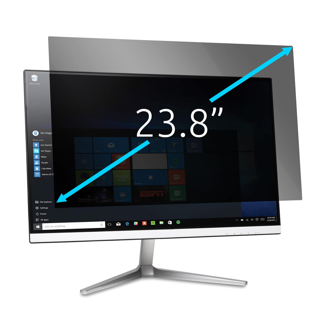 Kensington Monitor Blickschutzfilter, abnehmbare Schutzfolie für 23,8"-Monitore (16:9), Blendschutzb