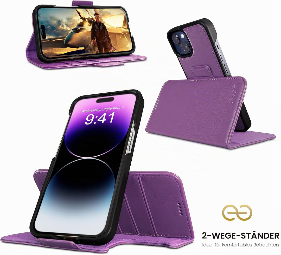 Dreem Fibonacci iPhone 14 Brieftaschen-Etui / 2-in-1 stossfestes Etui und abnehmbares Folio aus vega