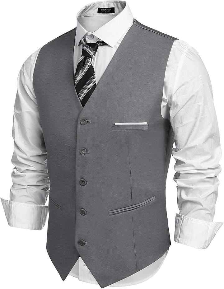COOFANDY Herren Anzugweste Anzug V-Ausschnitt Formale Hochzeit Klassische Slim fit Elegant Westen Bu