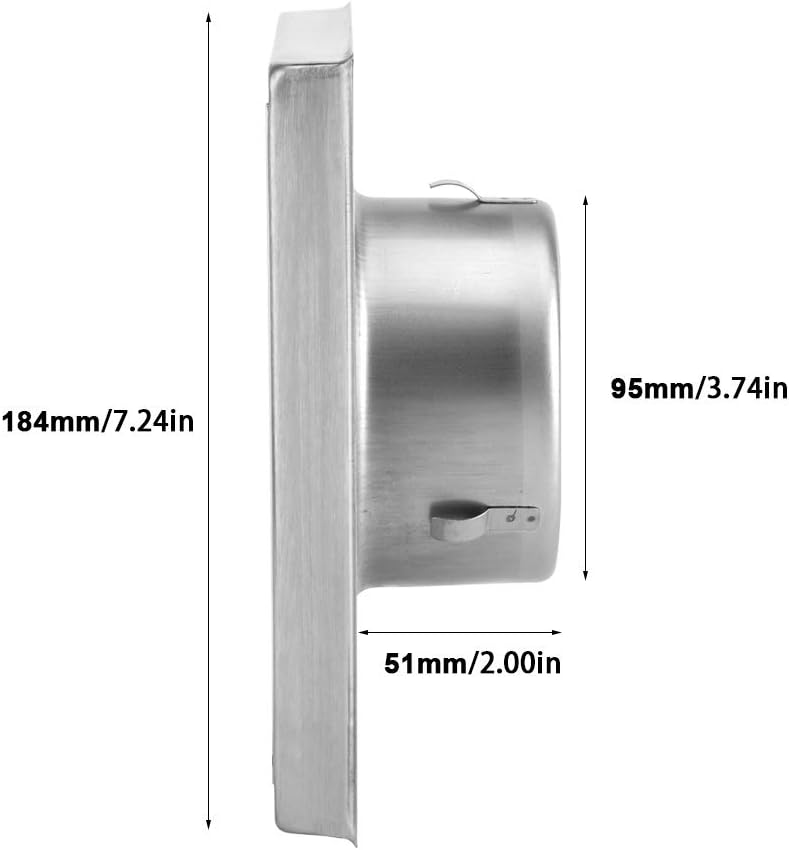 Edelstahl-Abluftöffnung, 100 Mm Wandlüftungsöffnung | Luftfilterkanal-Gitterwand, Quadratischer Wäsc