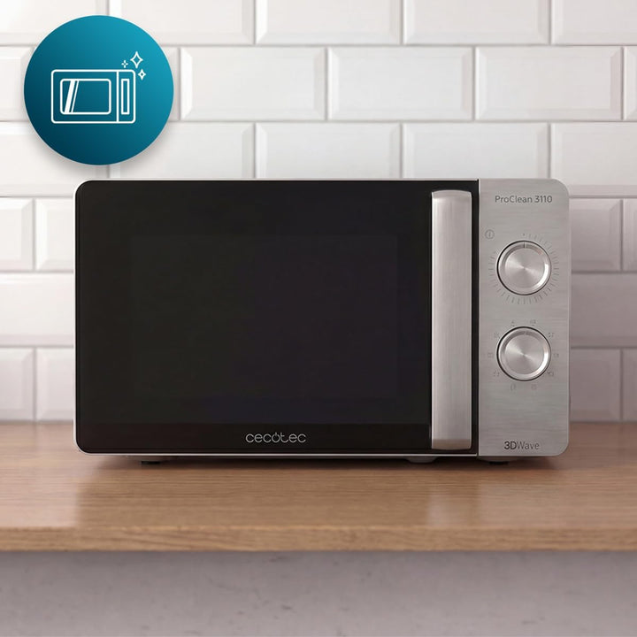 Cecotec Mikrowelle Proclean 3110 Wave mit Grill. 20 L, 700 W, 800 W Grill, 6 Leistungsstufen, Ready2
