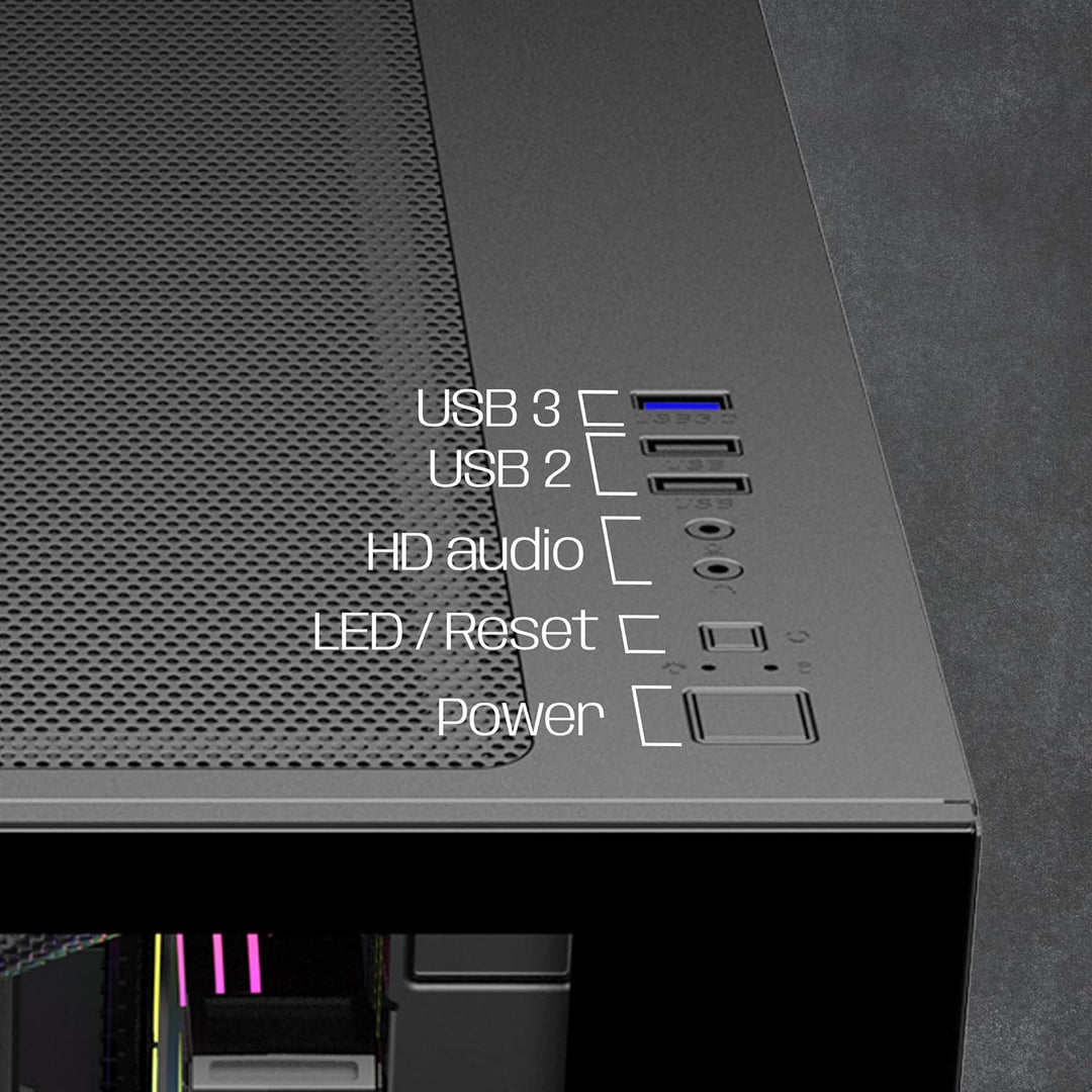 EMPIRE GAMING - (2024 Neu) Gamer PC-Gehäuse CL-242 – ARGB Medium Tower ATX, Micro-ATX und ITX – 7 Lü