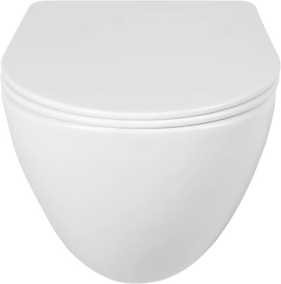 'aquaSu® Spülrandloses Wand-WC Set Levanto, Design Hänge-WC, Tiefspüler, Keramik, Abgang waagerecht,