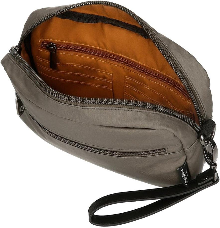 Pepe Jeans Bremen Handtasche, Braun, 24,5 x 15 x 6 cm, Baumwolle mit Details aus Kunstleder, Handtas