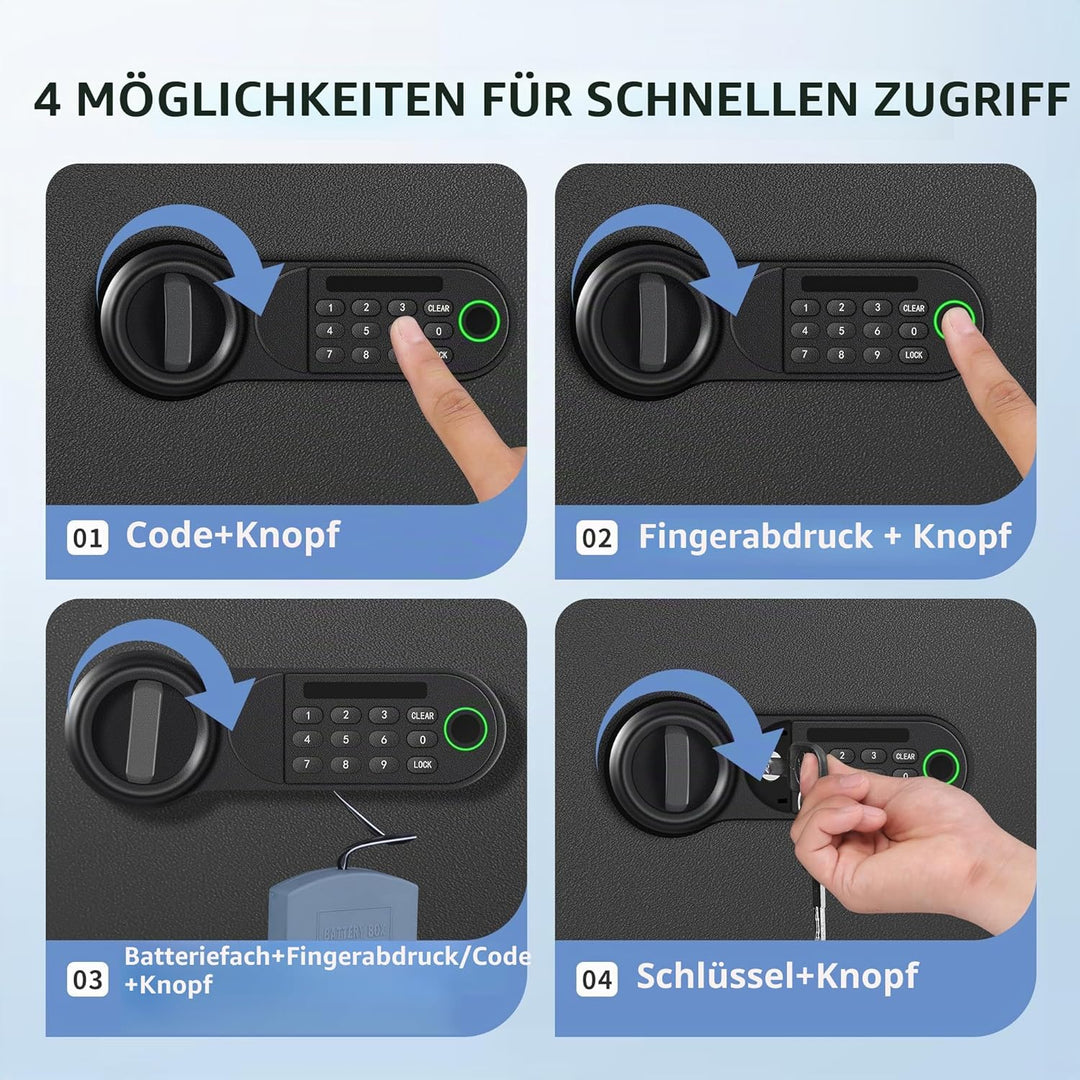 HSGCJS Grosser Fingerabdruck-Safe – 45L, biometrischer Fingerabdruck-Tresor mit digitaler Tastatur,