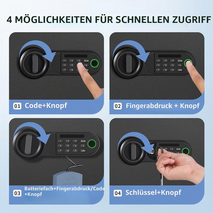HSGCJS Grosser Fingerabdruck-Safe – 45L, biometrischer Fingerabdruck-Tresor mit digitaler Tastatur,