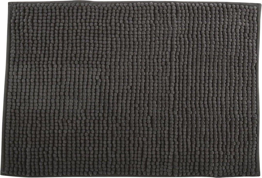 MSV Badteppich Badvorleger Duschvorleger Chenille Hochflor Badematte 60x90 cm – Grau Grau 60 x 90 cm
