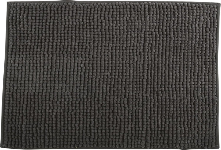 MSV Badteppich Badvorleger Duschvorleger Chenille Hochflor Badematte 60x90 cm – Grau Grau 60 x 90 cm