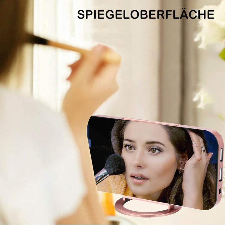 SZELAM Digitaler Wecker, Wecker am Bett, 7-Zoll-LED-Spiegelwecker, mit 2 USB-Ladeanschlüssen, Schlum