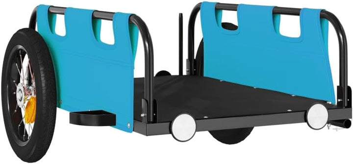 vidaXL Fahrradanhänger Lastenanhänger Transportanhänger Oxford-Gewebe Eisen Blau 122 x 53 x 33 cm, B