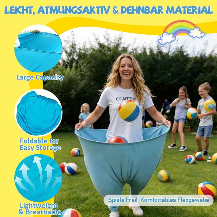 Granny Pants Spiel, 4er-Pack Oma Hosen Spiel mit 20 Hüpfbällen und 2 Ballonpumpe, Granny Pants Game
