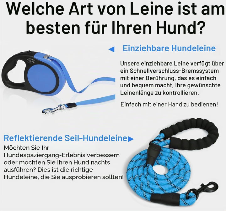 Taglory Hundeleine Rollleinen für Mittel und Grosse Hunde bis 45kg, Hundeleine Ausziehbar mit Anti-R