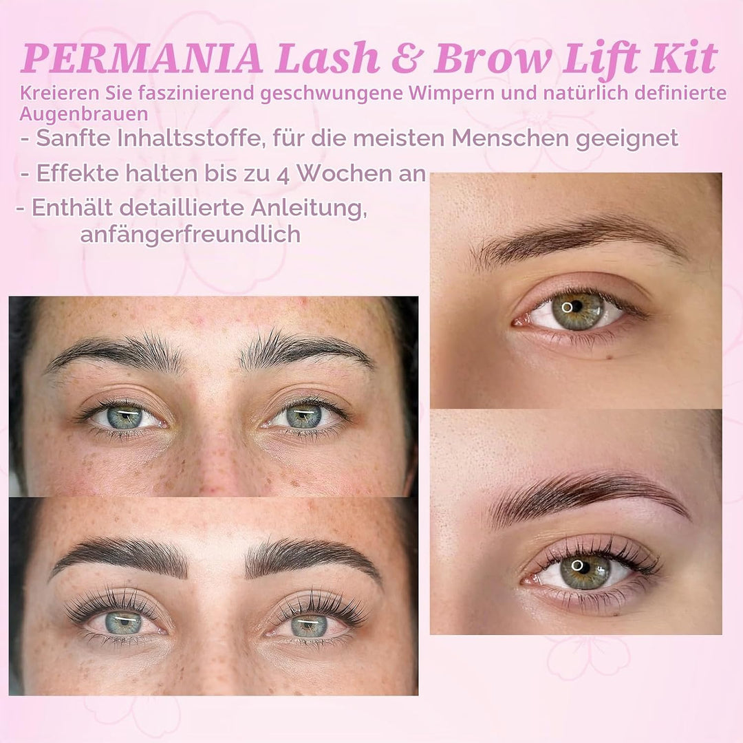 PERMANIA Wimpernlifting Set, Korean Lash Lifting Set, Tuben Design | Pflegende Formel, 2-in-1-Wimper