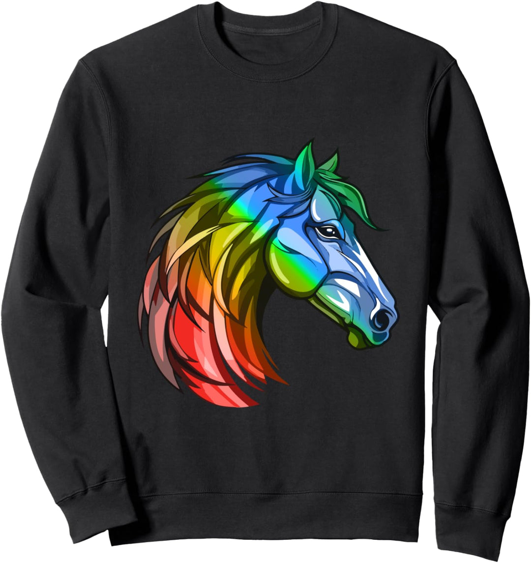 Pferd Porträt Bunte Kopf Tierrettung Sweatshirt