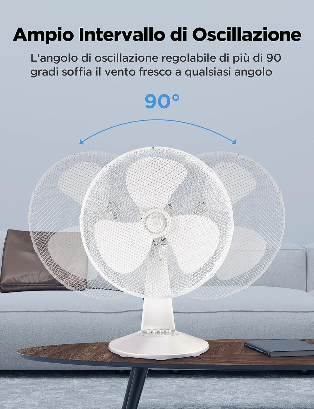 Midea FT40-21M Tischventilator, 40 W, Durchmesser 40 cm, leiser Ventilator mit 3 Flügeln, 3 Geschwin