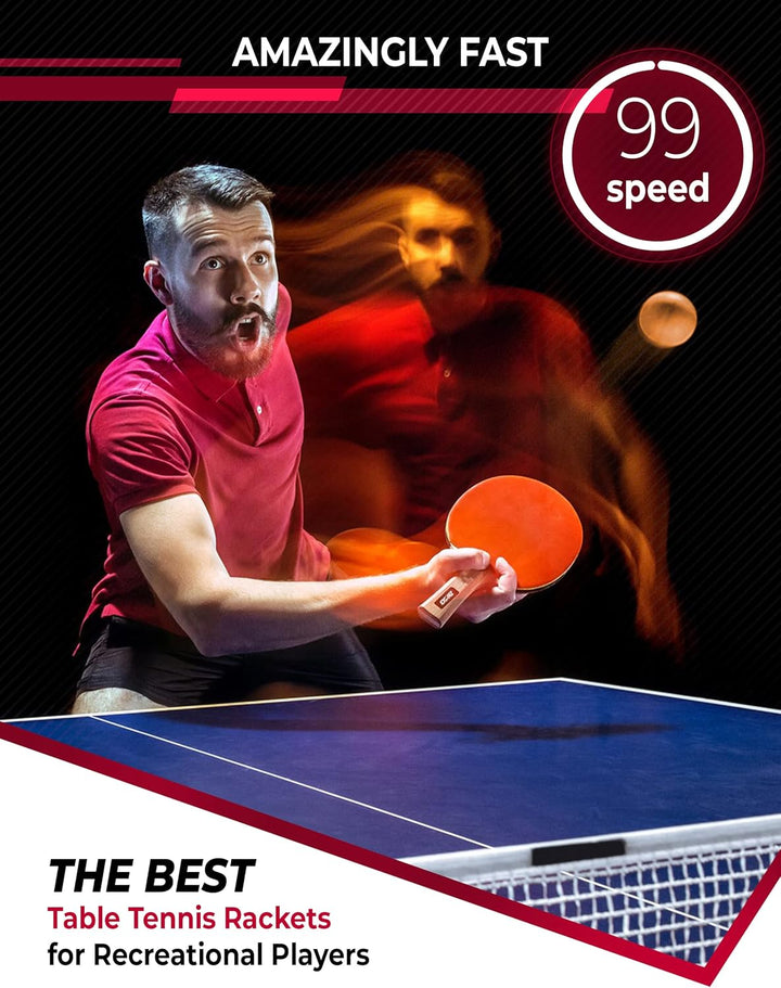 Idoraz Tischtennisschläger Profi Schläger - Ping Pong Schläger mit Tragetasche - ITTF geprüfter Gumm