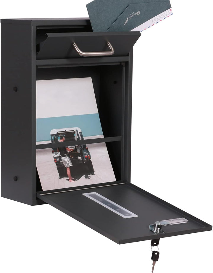 2x2 Briefkasten V51 in Anthrazit Postkasten abschliessbarer Wandbriefkasten mit Sichtfenstern 2x2 Wa