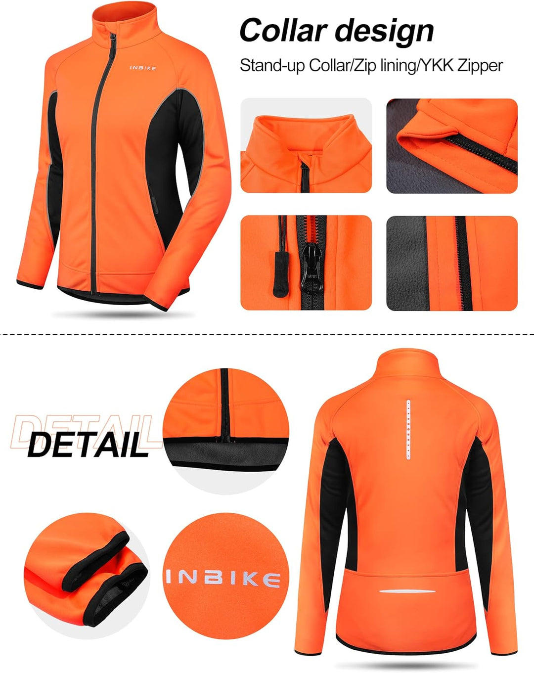 INBIKE Fahrradjacke Damen Winter Thermo Reflektierend Wasserabweisend Winddicht Atmungsaktiv Radjack