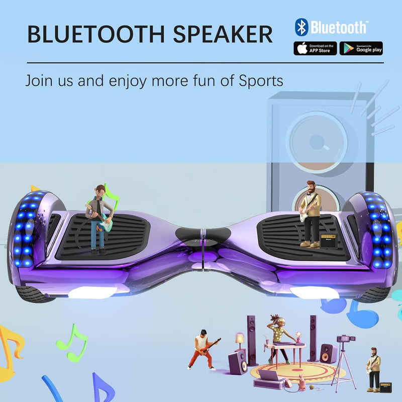 RCB Hoverboards 6,5 Zoll Skateboard Kinder und Jugendliche Hoverboards mit Bluetooth - Led Licht Seg