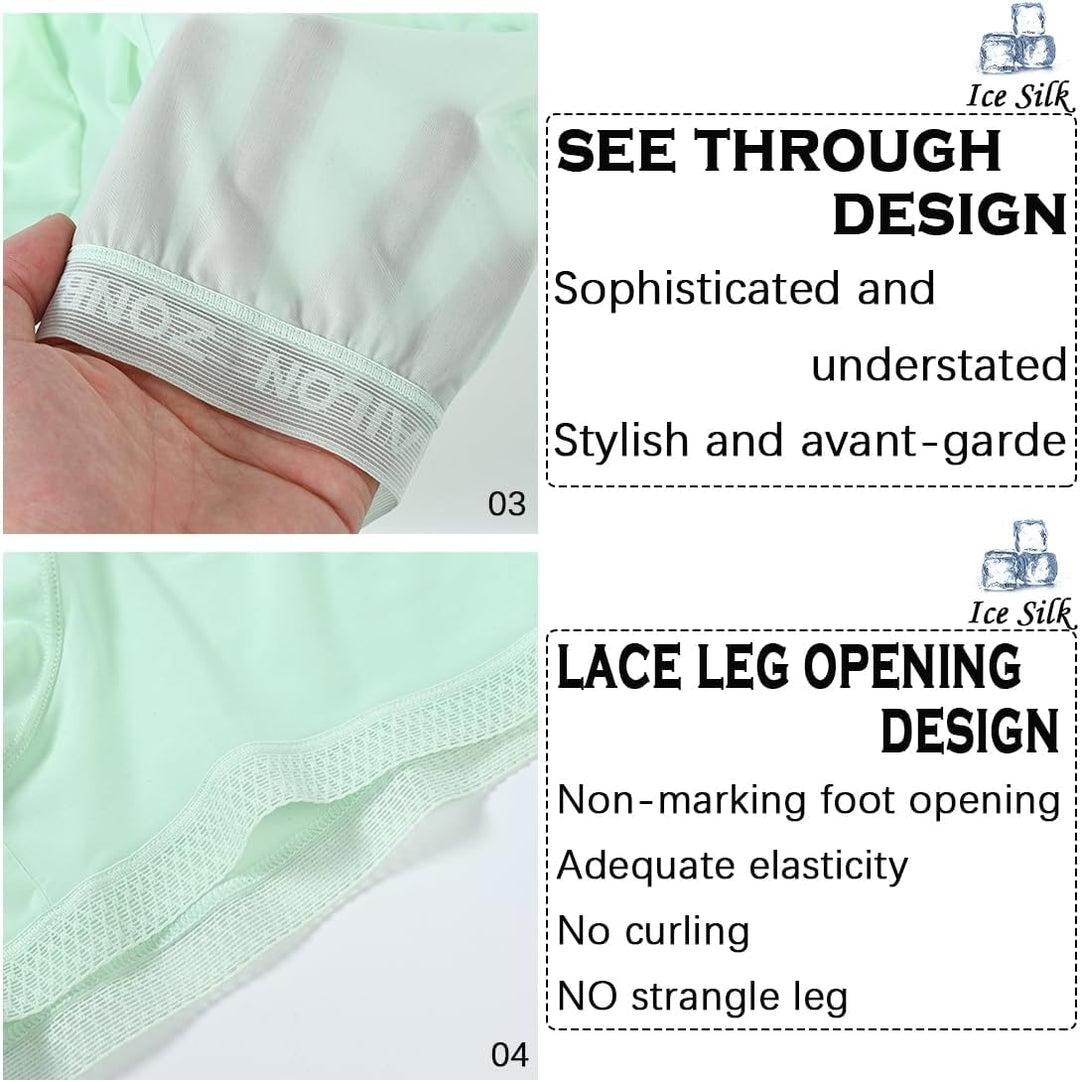 BIATWOWR Herren Shorts Unterwäsche Seide Transparent Boxer Shorts Männer Sexy Weiche Elastische Unte