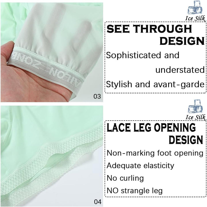 BIATWOWR Herren Shorts Unterwäsche Seide Transparent Boxer Shorts Männer Sexy Weiche Elastische Unte