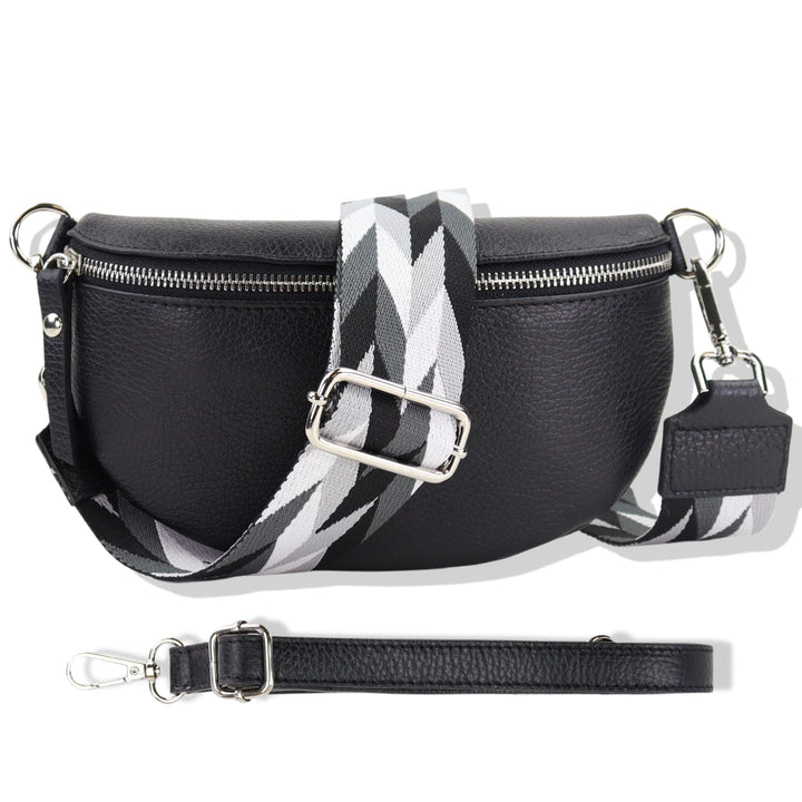 Blade Bauchtasche Damen Echtleder, stylische Gürteltasche Damen mit 2 gemusterten und Leder abnehmba