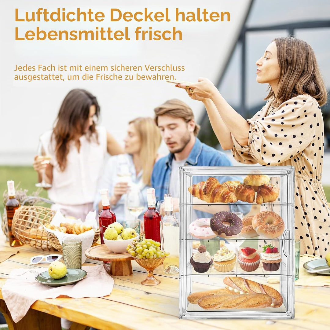 Brotkasten, 4 Schichten Einstellbar Brotaufbewahrungsbox Acrylbox mit Magnettür Grosse Kapazität Bro