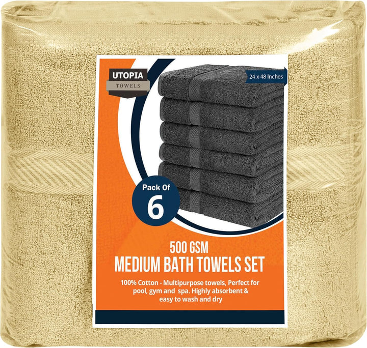 Utopia Towels Badetücher, 61 x 121 cm, 6er-Pack Beige, Beige