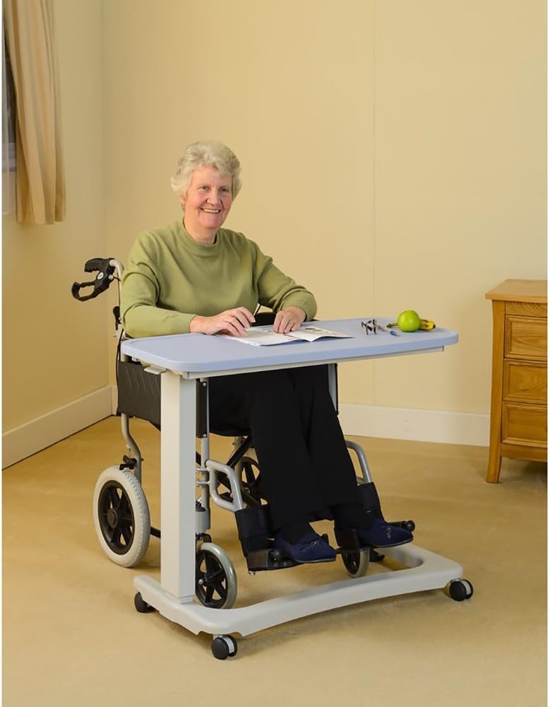 NRS Healthcare NRS EasyLift Overbed/Over Chair Tisch Modern Blue N43577 Höhenverstellbar - Gebogener
