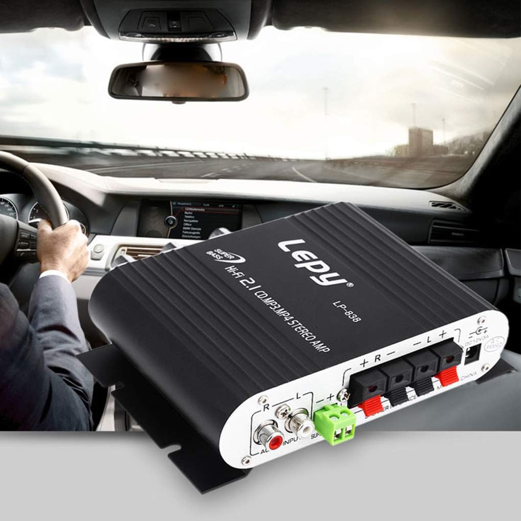 LP-838 MINI Digital Car Power Amplifier 2.1CH 20W 2x15W Hi-Fi MP3 MP4 Stereo Booster DVD Motorrad Ho