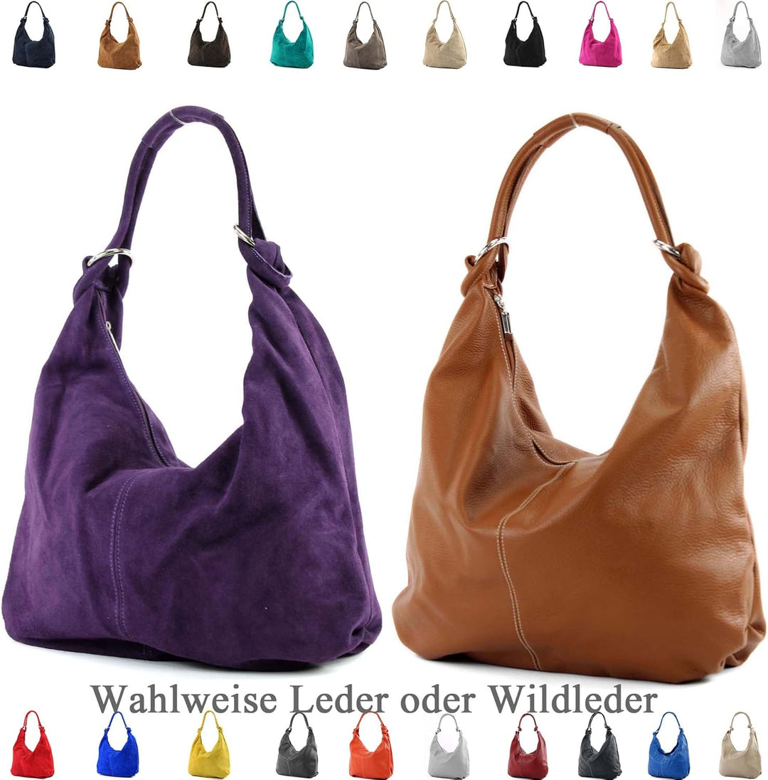 modamoda de - 337 - ital Schultertasche Hobo Shopper Leder Altrosa2021, Altrosa2021