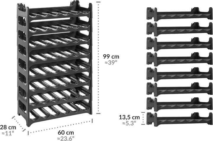Grizzly Weinregal – modulares und stapelbares Design für 48 Flaschen, Weinregal, Schwarz