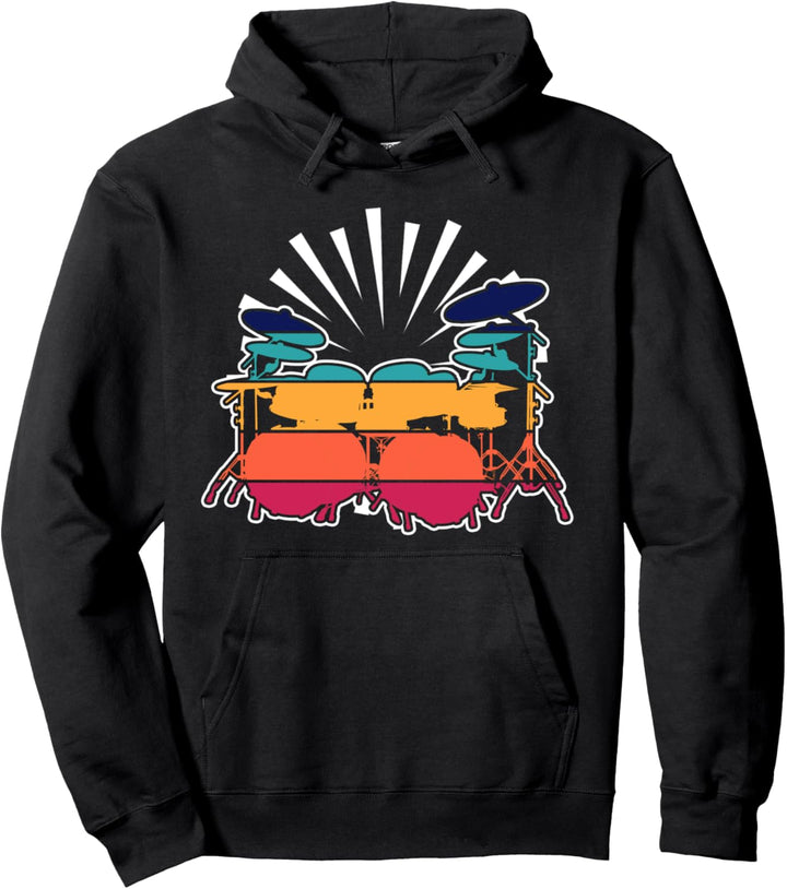 Musiker Schlagzeuger Rock Musik Drummer Retro Schlagzeug Pullover Hoodie