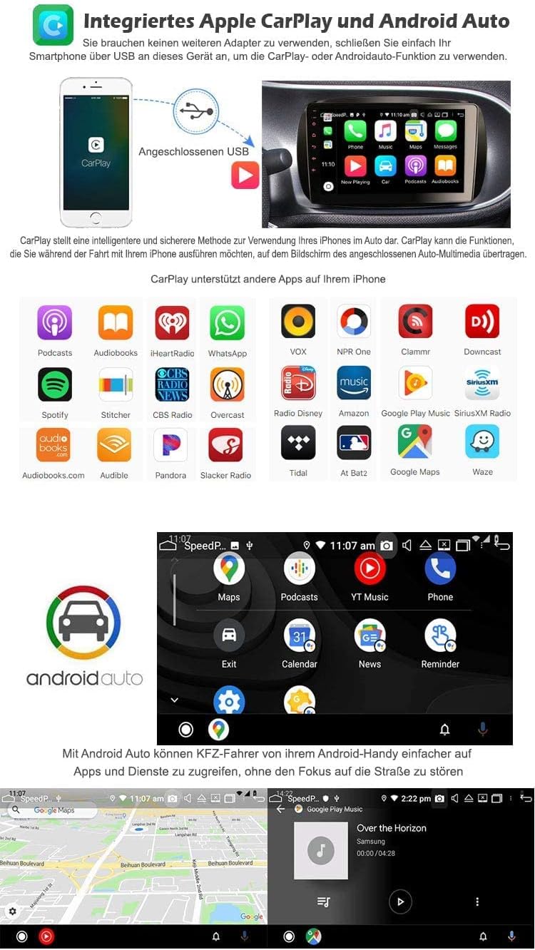 Erisin 9 Zoll 8-Kern 4GB+64GB Wireless CarPlay Android 11 Autoradio mit GPS Navi Bluetooth Für Merce