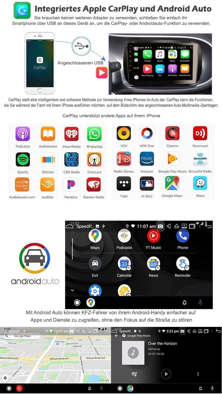 Erisin 9 Zoll 8-Kern 4GB+64GB Wireless CarPlay Android 11 Autoradio mit GPS Navi Bluetooth Für Merce
