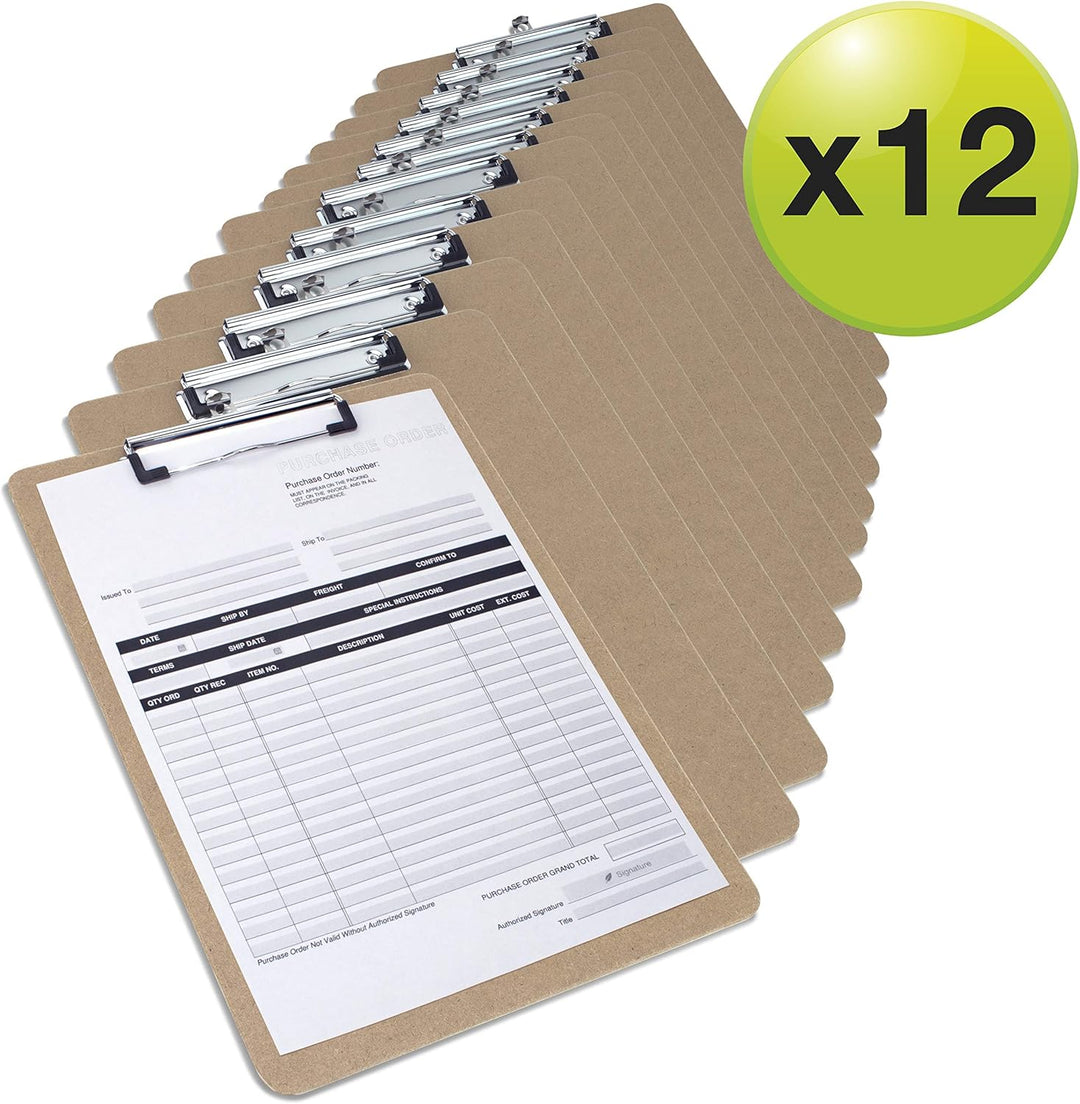 Rapesco 1601 Business Pack: 12 Hartfaser Klemmbrett, A4, Braun 12 mit flacher Klemme, 12 mit flacher