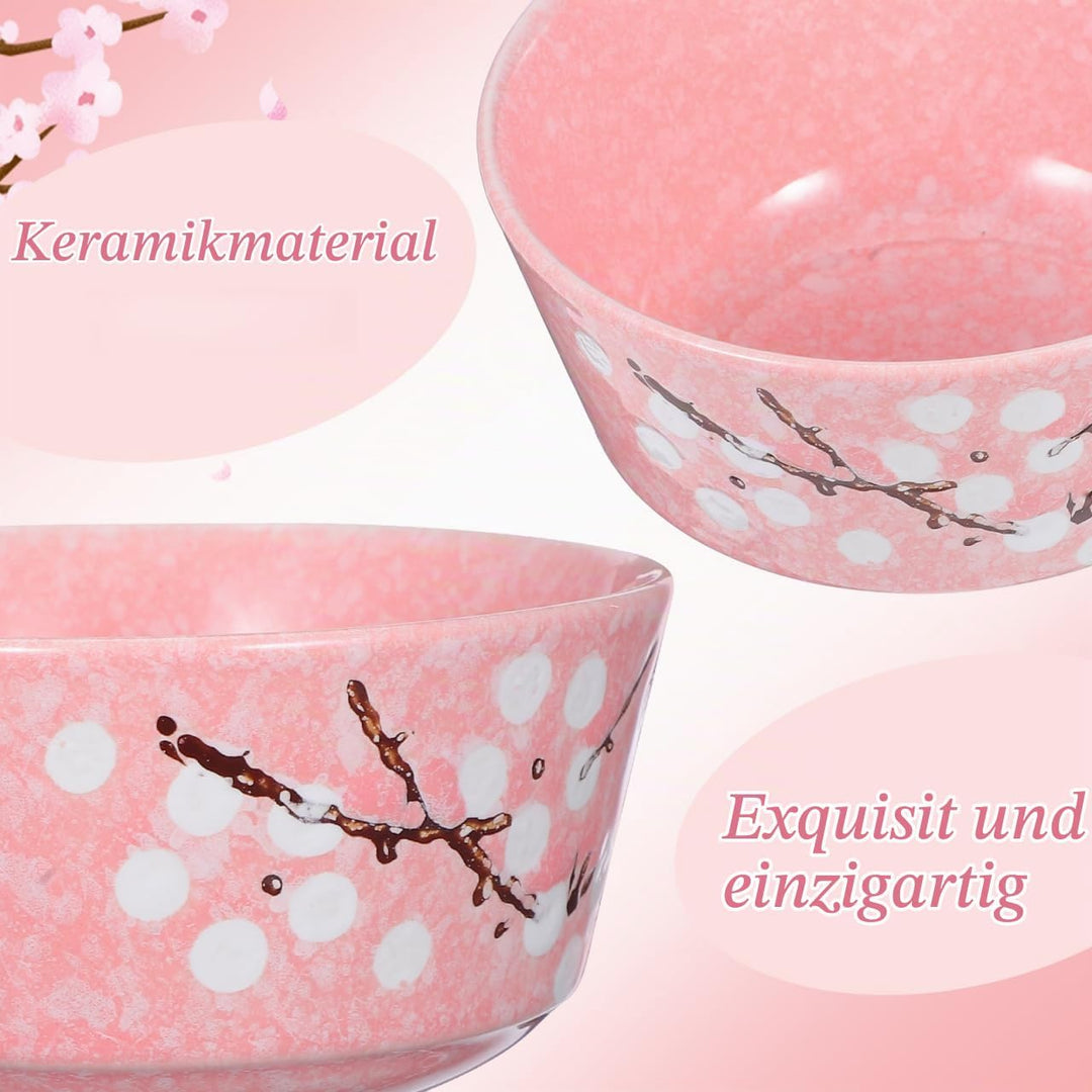HEMOTON 6Pcs Japanisches Geschirrset Keramikplatten Schalen Löffel Essstäbchen Tassen Chinesisches K