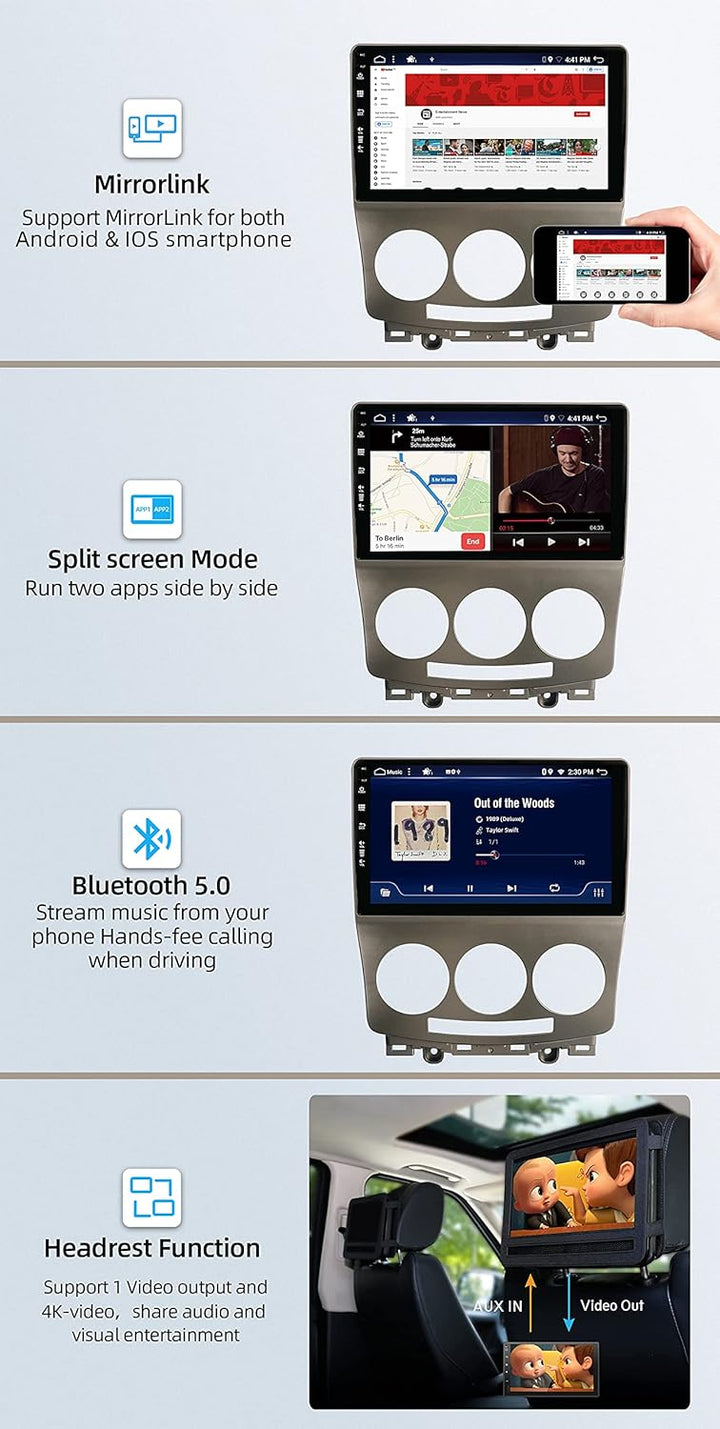 YUNTX Android 13 Radio mit navi für Mazda 5 (2005-2010): [Eingebautes CarPlay/Android Auto/GPS]-DAB/