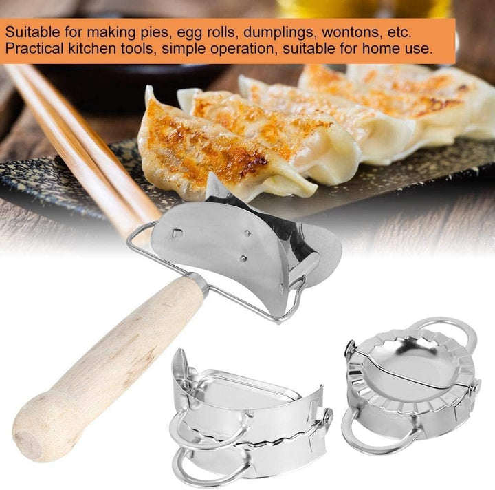 Dumpling Maker Set Knödel-Maschine Edelstahl Holz-Roll Ravioli Dumpling Maker Wrapper Pierogie Pie Q