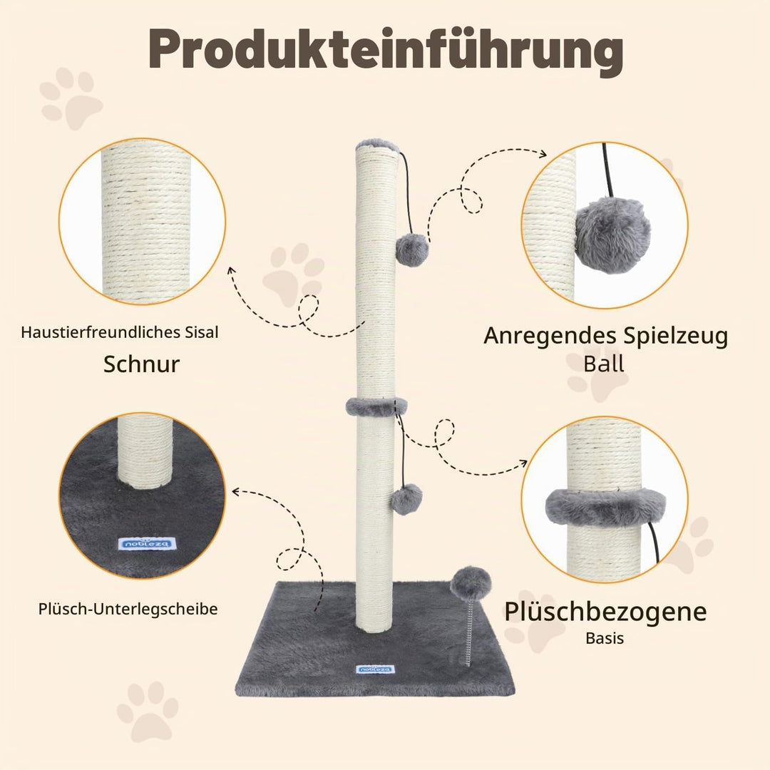 Nobleza Katzen-Kratzbaum, 80 cm Hoch Kratzsäule, Kratzstamm für mittelgrosse und grosse Katzen mit S