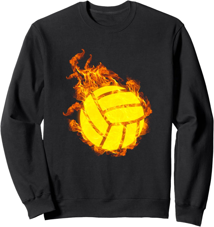 Feuer Volleyball Ball Flammen Volleyballer Volleyballspieler Sweatshirt