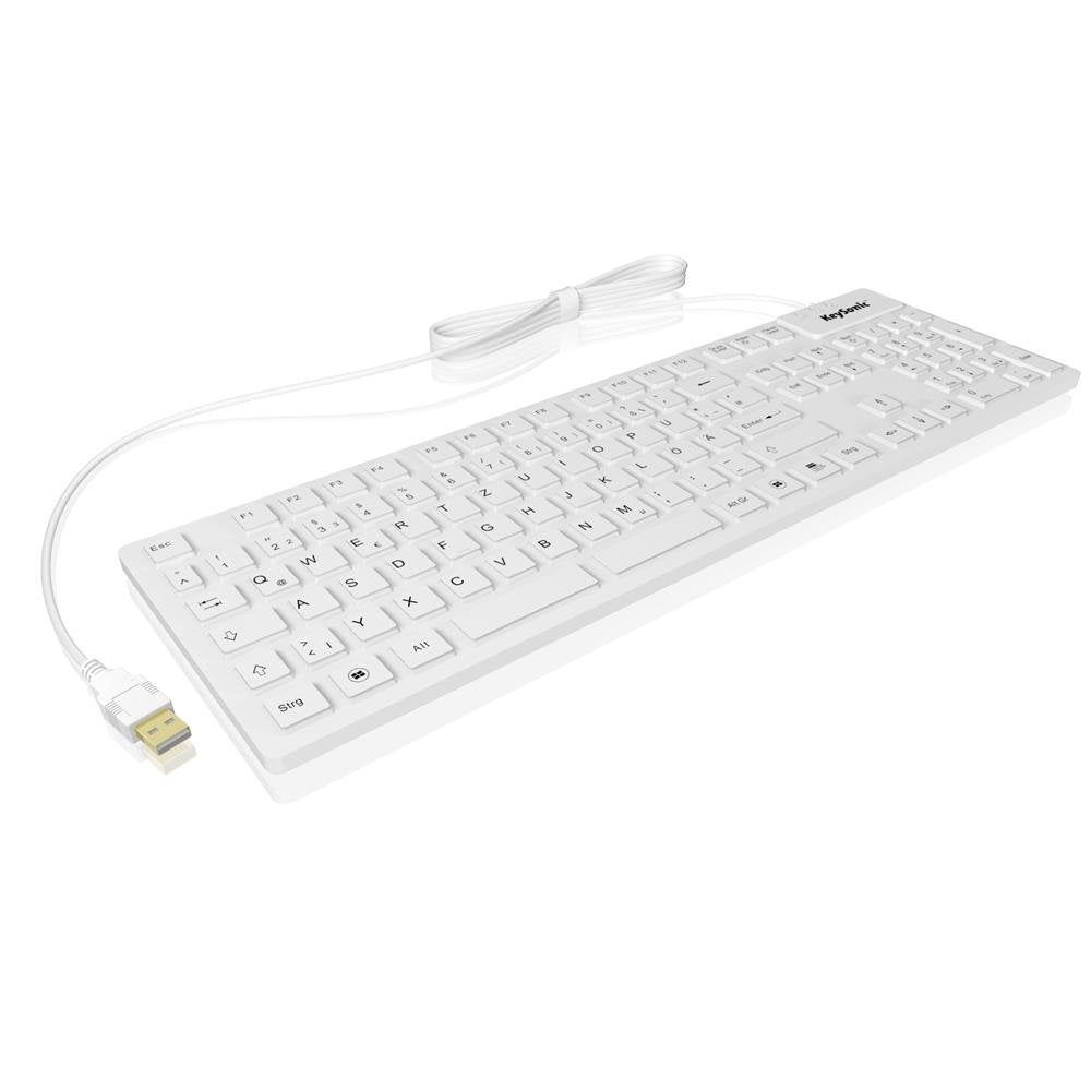 KeySonic KSK-8030 IN (DE) Industrie Tastatur, USB-kabelgebunden, wasserdicht, staubdicht (IP68), Sil
