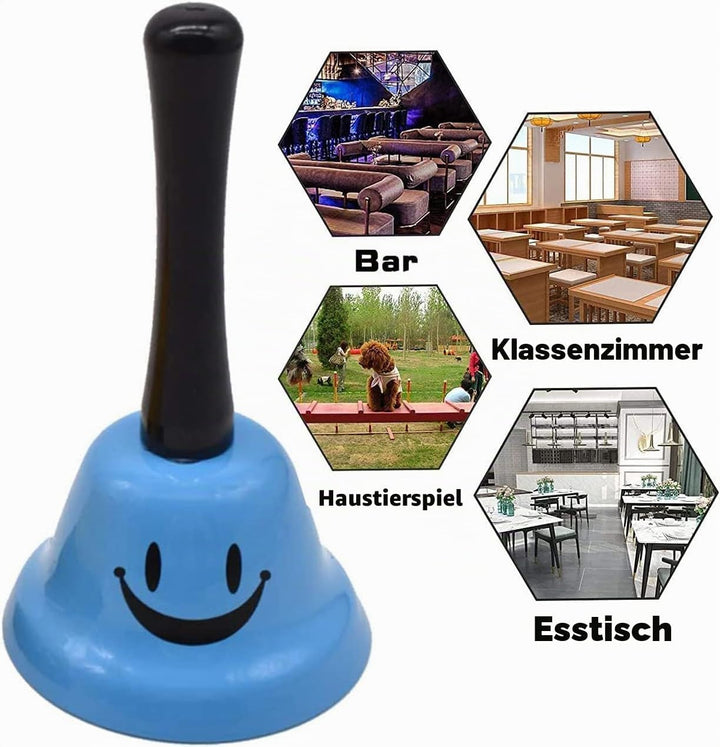 4 Stück Tischglocke Rezeptionsklingel, Metall Tischklingel Lächeln Muster Handglocke Tischglocke für