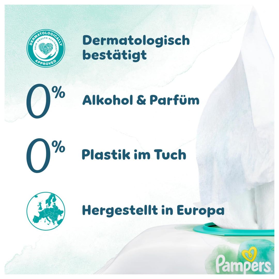 Pampers Harmonie Aqua Feuchttücher 9 Packungen mit jeweils 48 Feuchttüchern, 432 Feuchttücher, die h